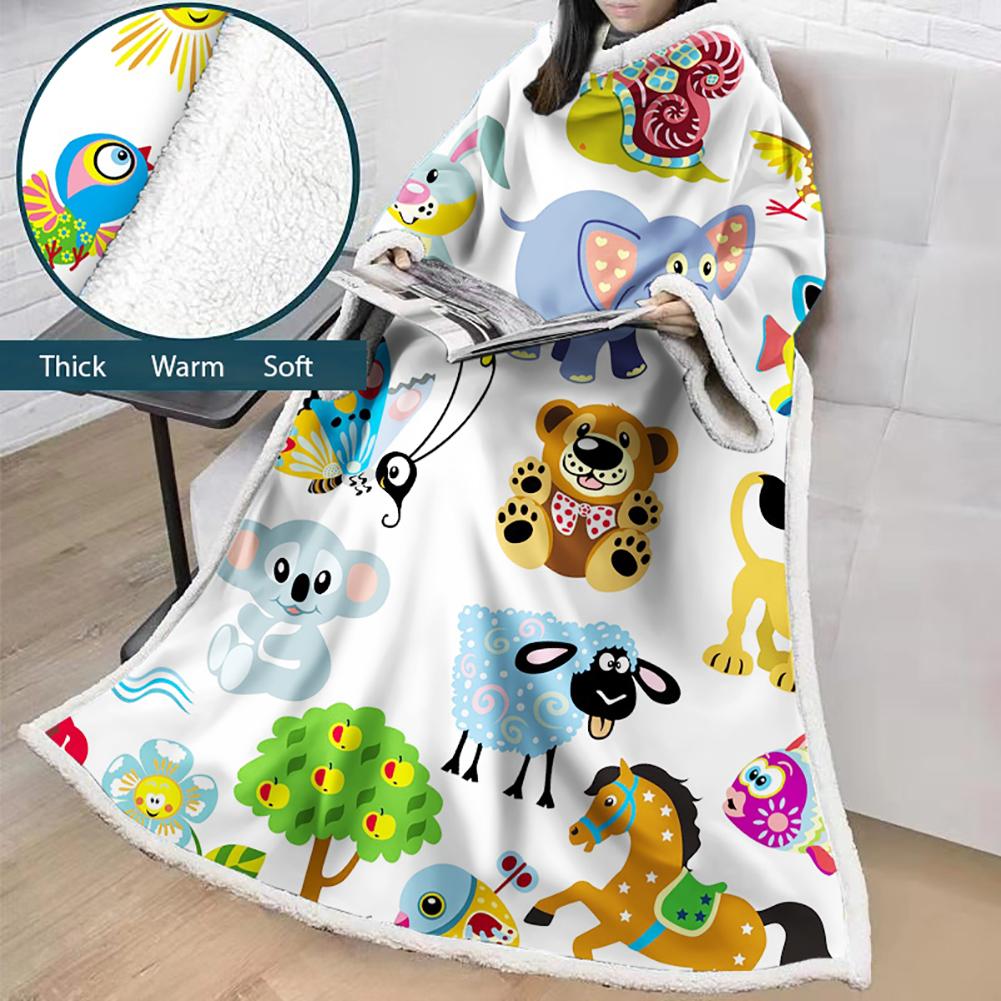 3D Digital Printed Cartoon Blanket With Sleeves-Cute Blanket Robe
