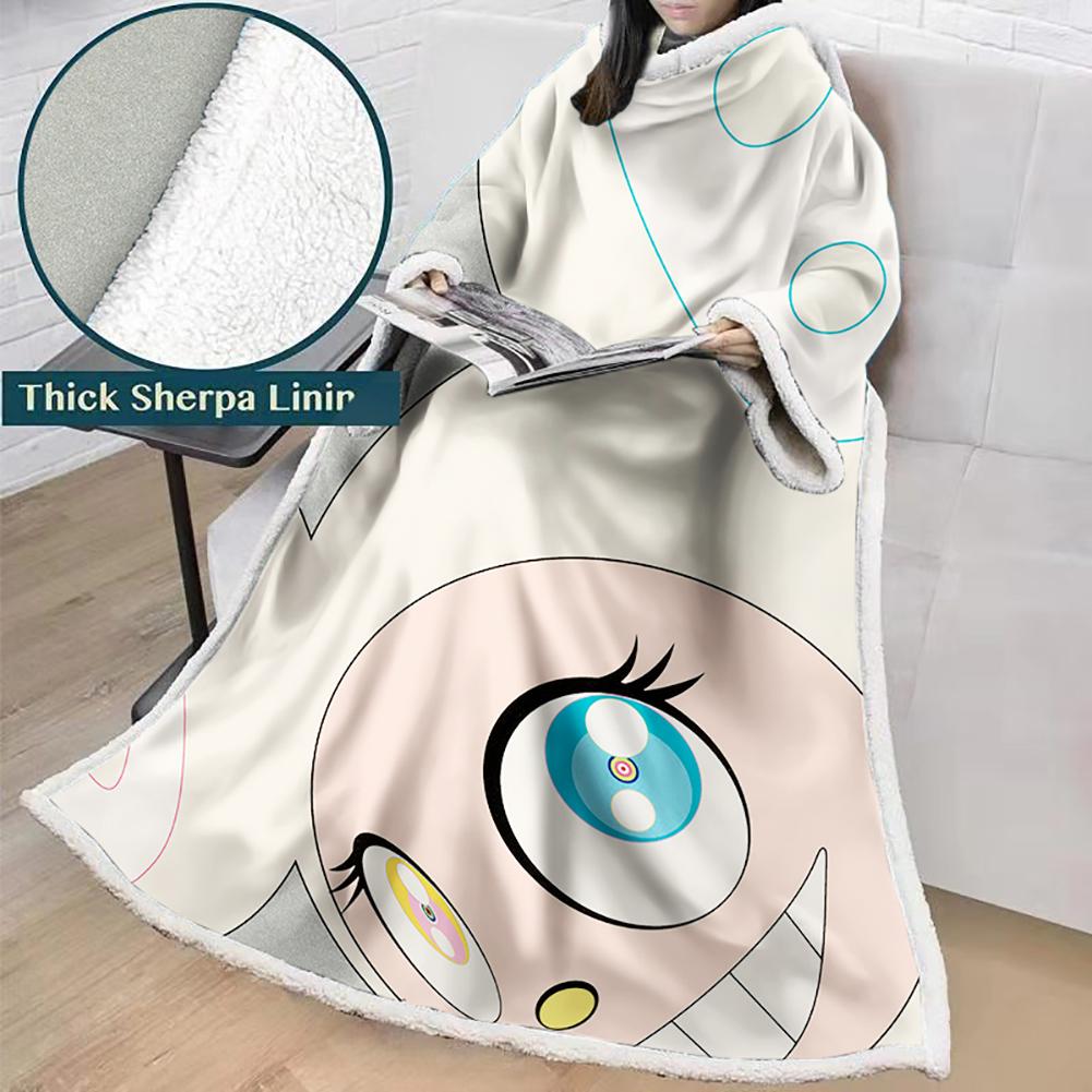 3D Digital Flower Printed Blanket With Sleeves-Cute Cartoon Blanket Robe
