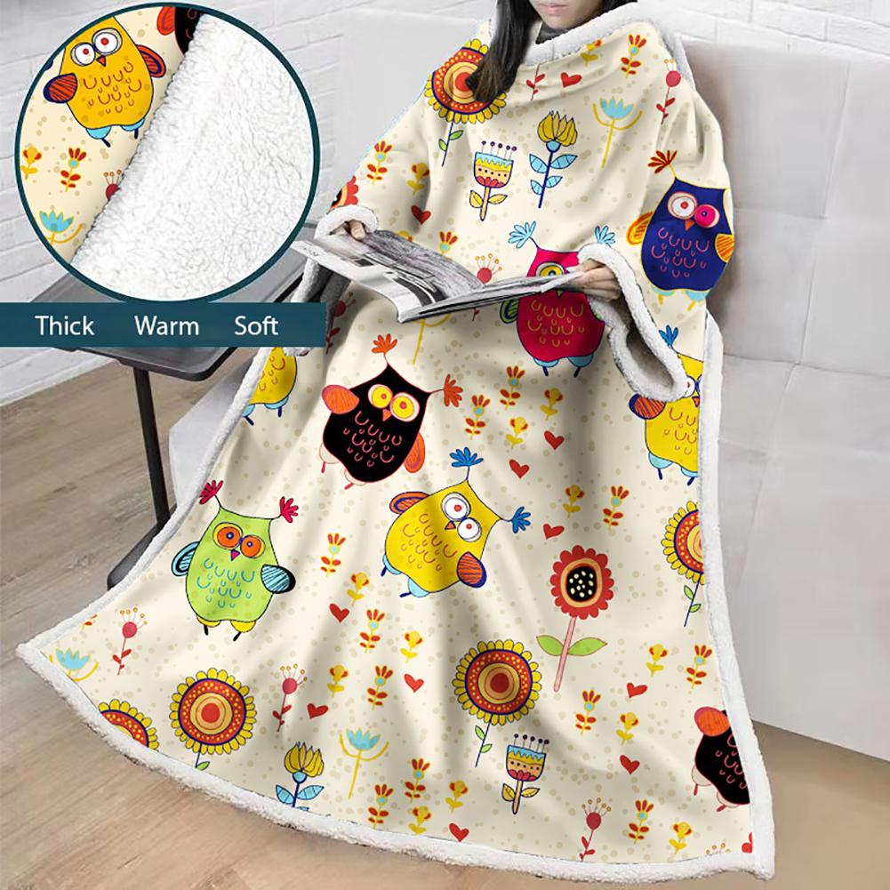 3D Digital Printed Cartoon Blanket With Sleeves-Cute Blanket Robe