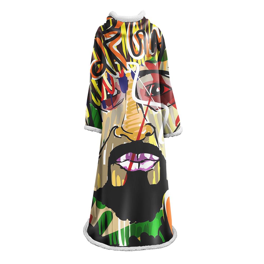 3D Digital Fashion Printed Blanket With Sleeves-Graffiti Blanket Robe