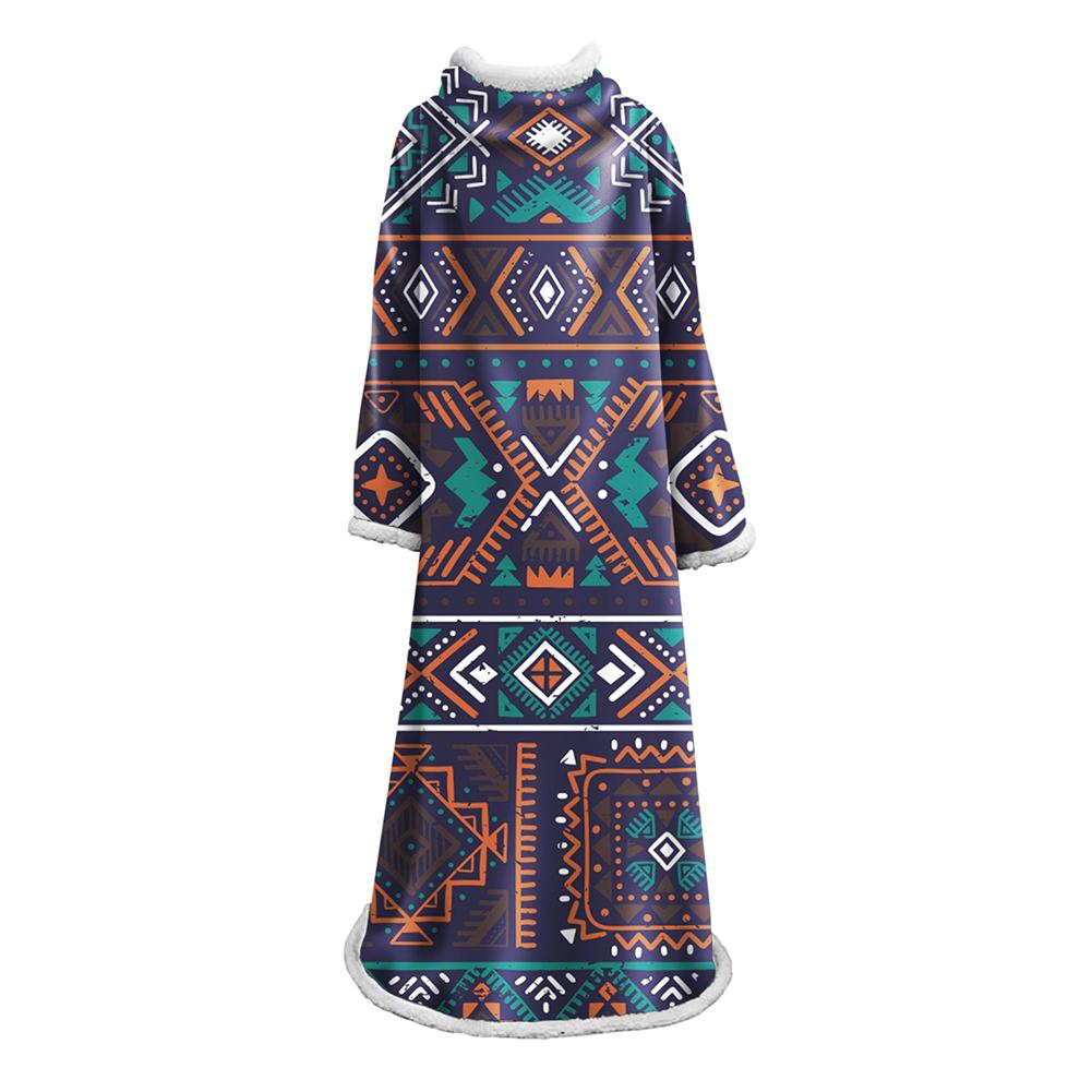 3D Digital Printed Blanket With Sleeves-Geometric Designs Blanket Robe