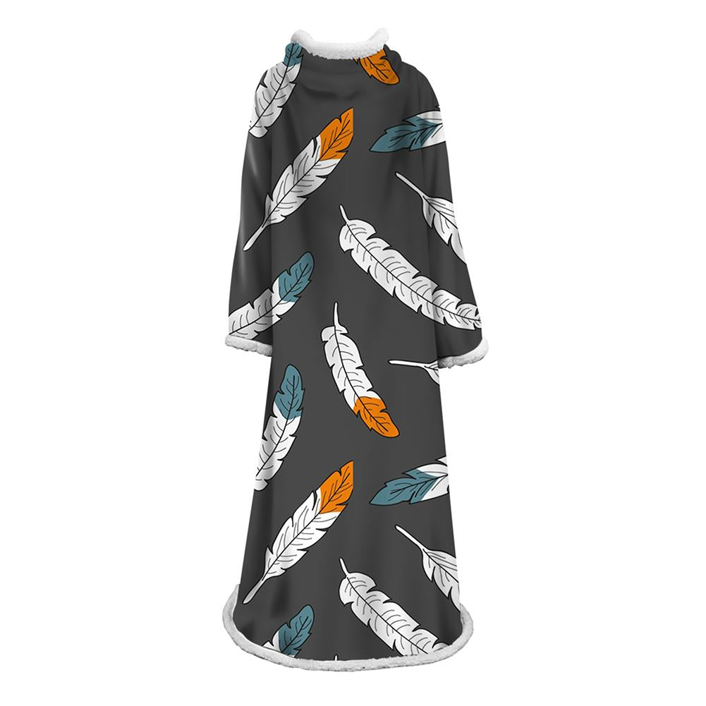 3D Digital Printed Plants Blanket With Sleeves-Leaves Blanket Robe