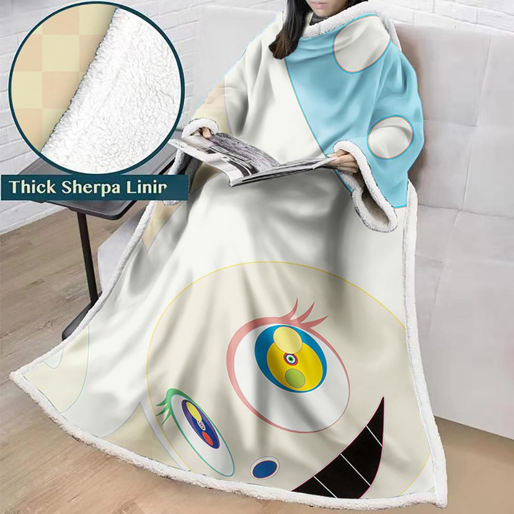 3D Digital Flower Printed Blanket With Sleeves-Cute Cartoon Blanket Robe