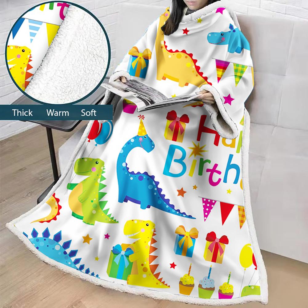 3D Digital Printed Cartoon Blanket With Sleeves-Cute Blanket Robe