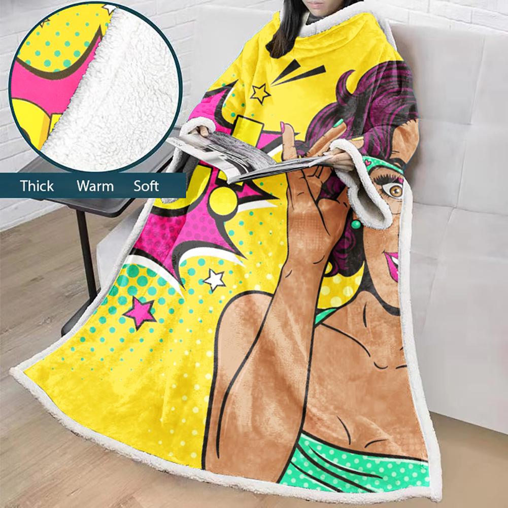 3D Digital Fashion Printed Blanket With Sleeves-Graffiti Blanket Robe