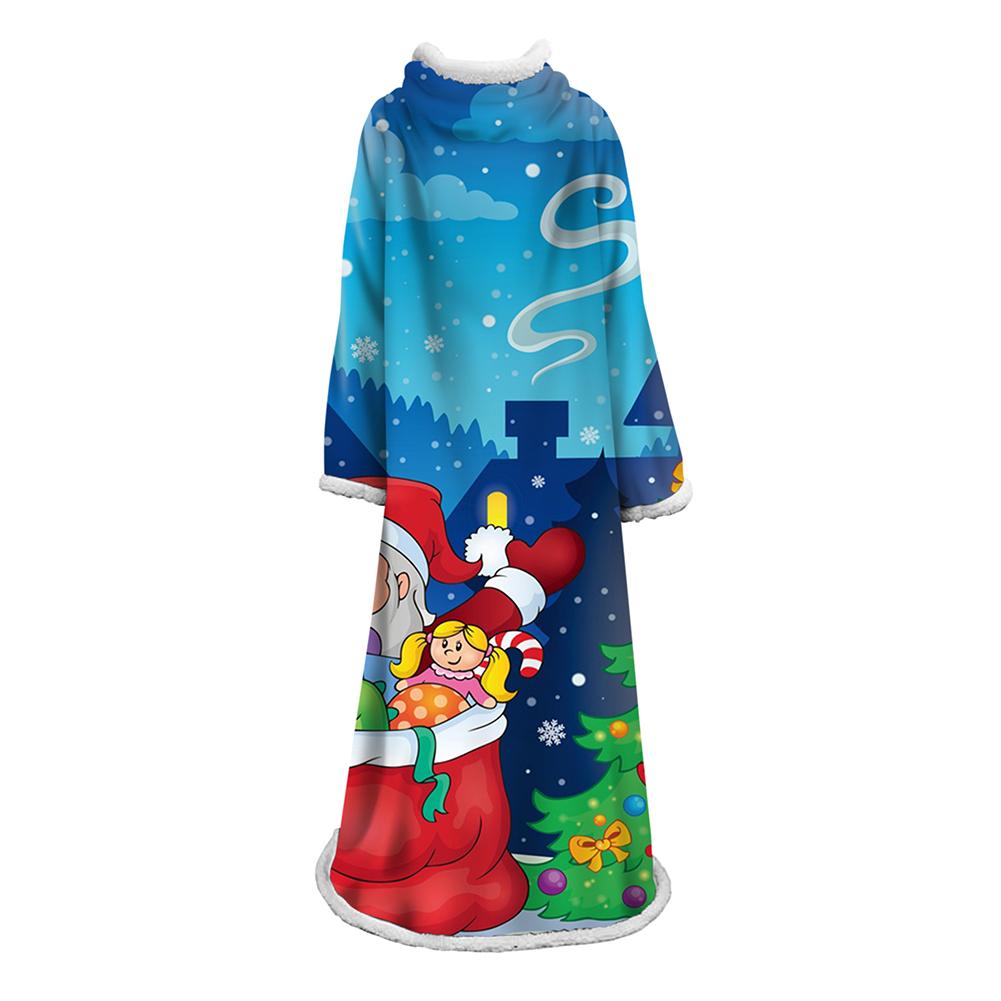 3D Digital Printed Blanket With Sleeves-Christmas Series Blanket Robe