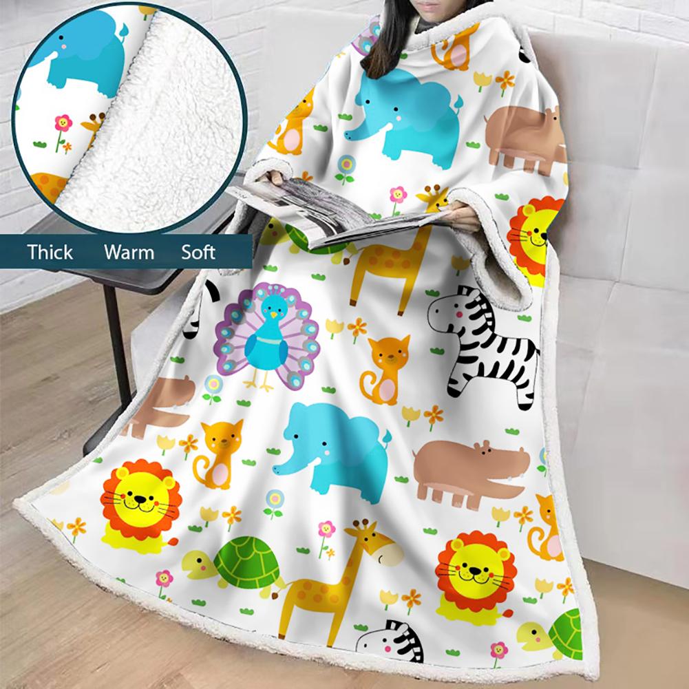 3D Digital Printed Cartoon Blanket With Sleeves-Cute Blanket Robe