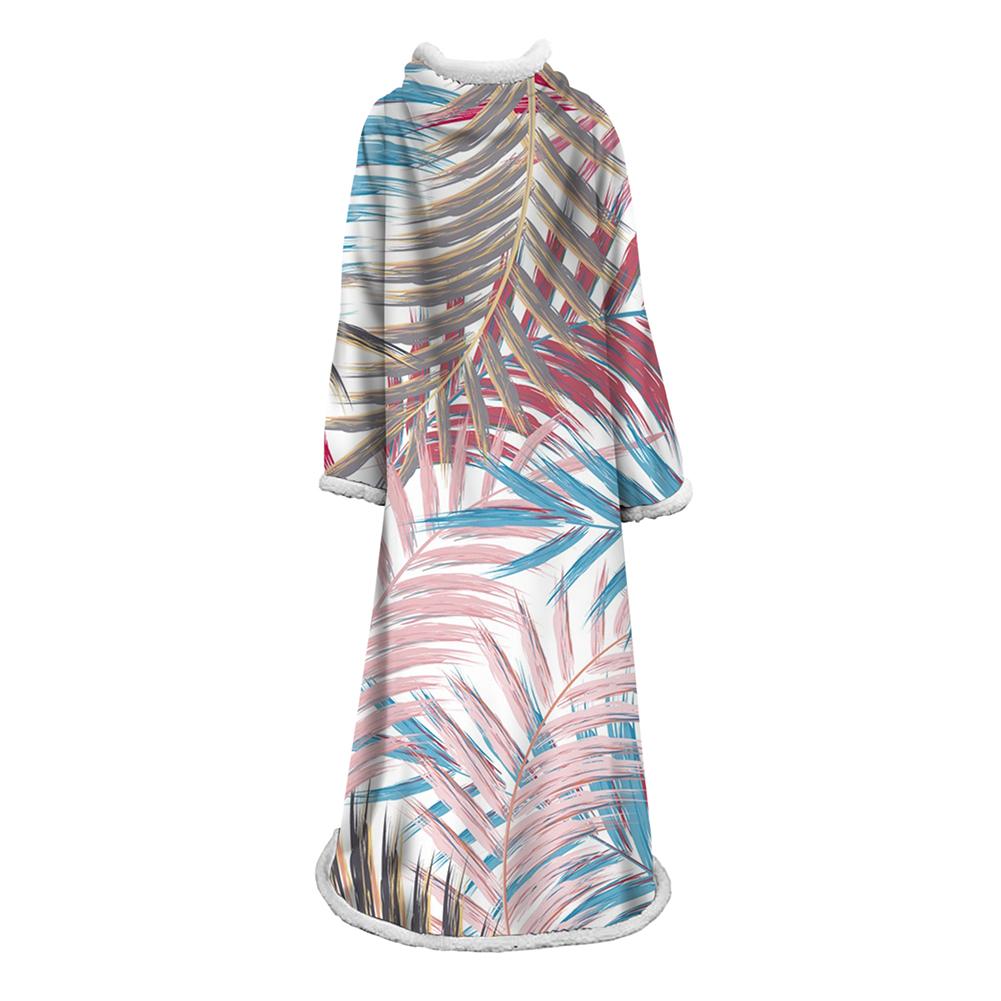 3D Digital Printed Plants Blanket With Sleeves-Leaves Blanket Robe