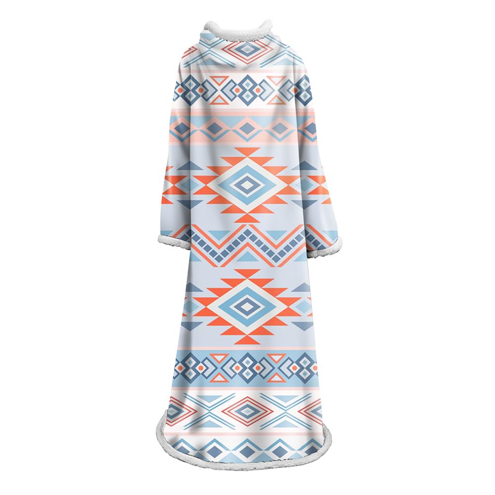 3D Digital Printed Blanket With Sleeves-Geometric Designs Blanket Robe