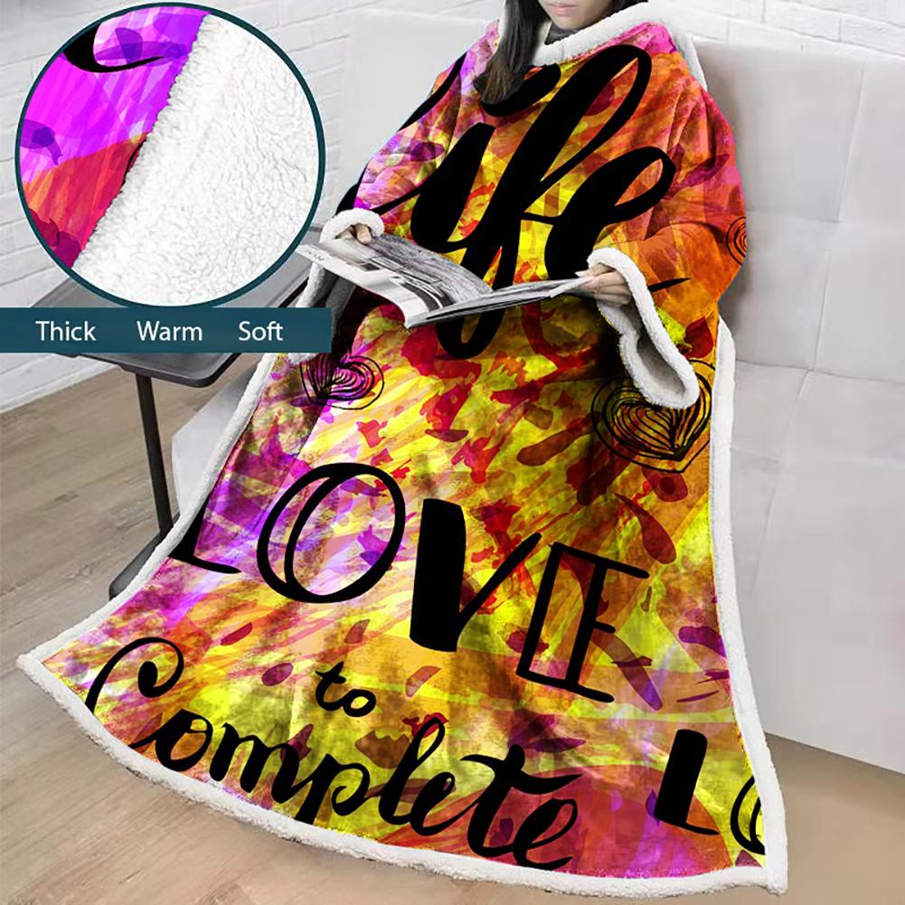 3D Digital Fashion Printed Blanket With Sleeves-Graffiti Blanket Robe
