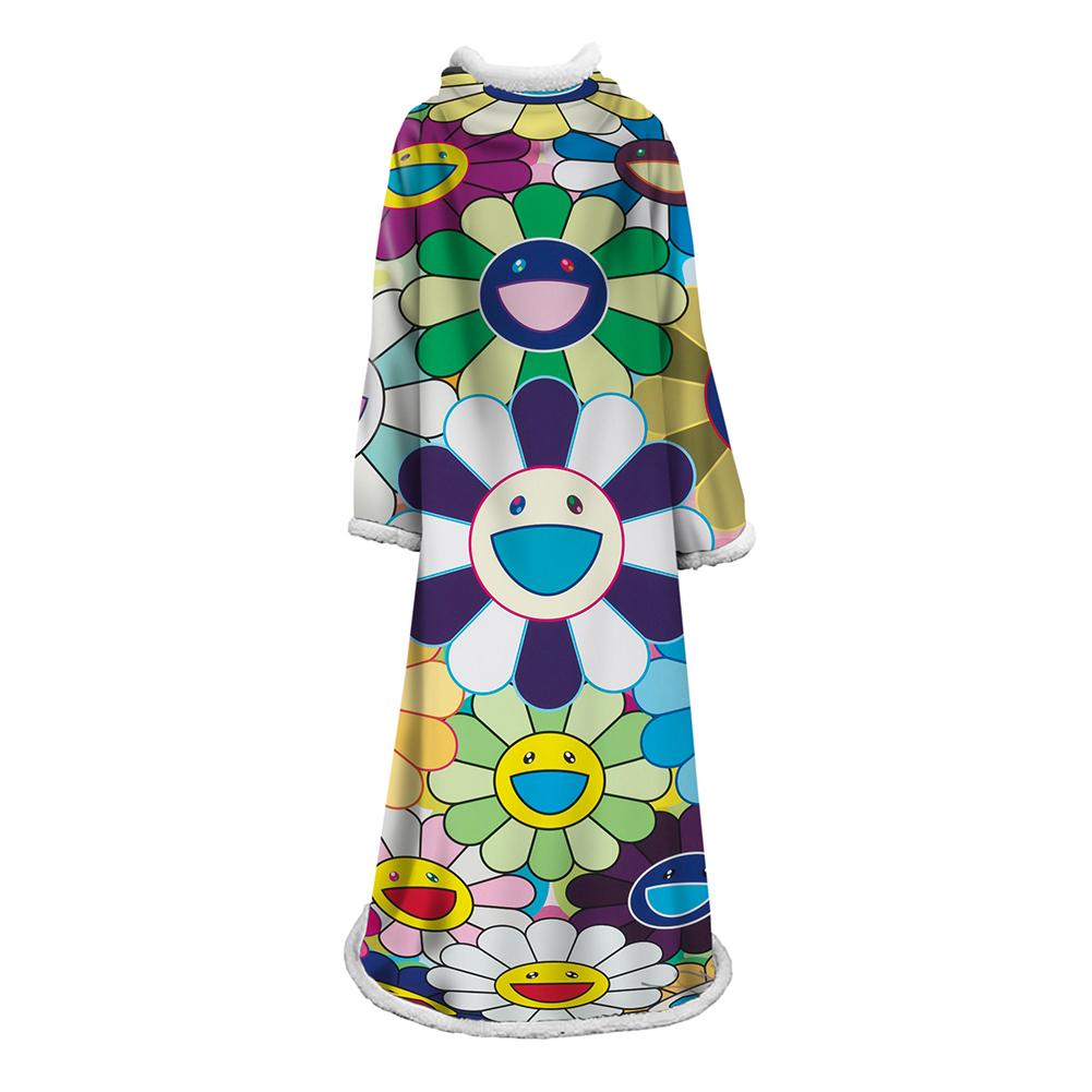 3D Digital Flower Printed Blanket With Sleeves-Cute Cartoon Blanket Robe