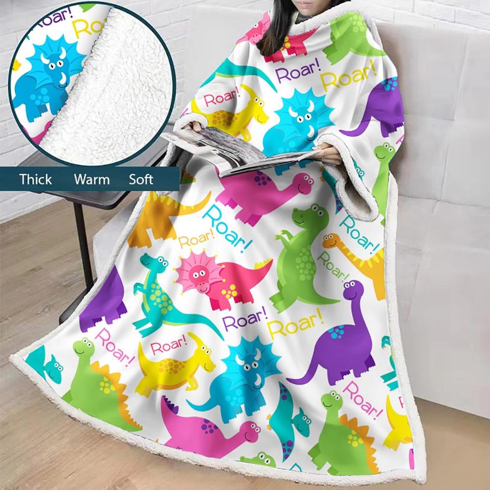 3D Digital Printed Cartoon Blanket With Sleeves-Cute Blanket Robe