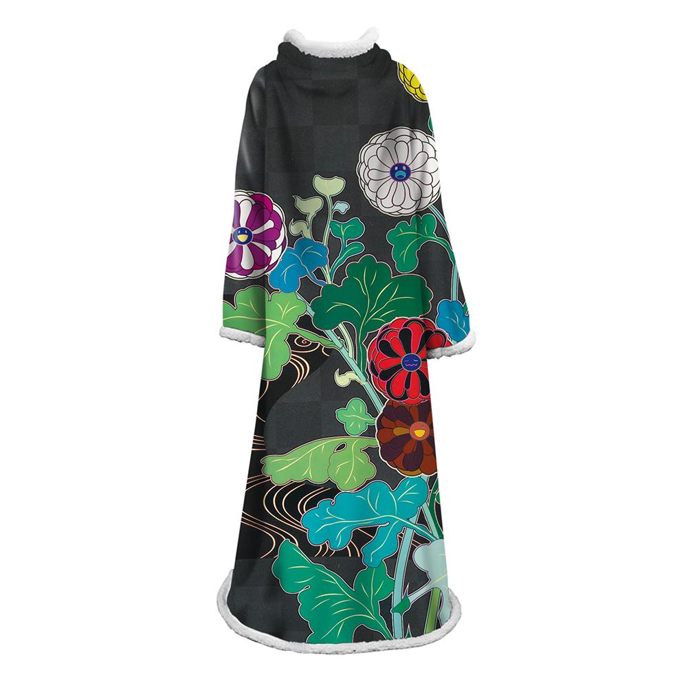 3D Digital Flower Printed Blanket With Sleeves-Cute Cartoon Blanket Robe
