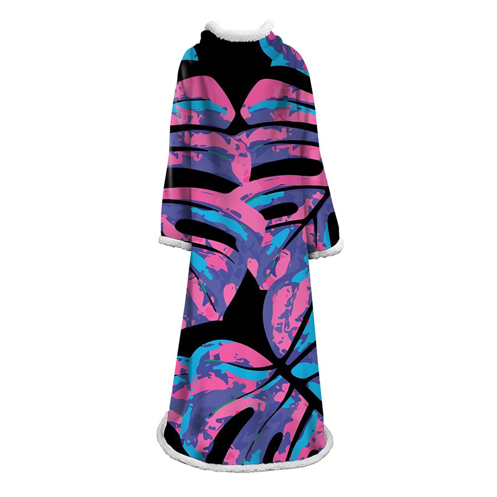 3D Digital Printed Plants Blanket With Sleeves-Leaves Blanket Robe