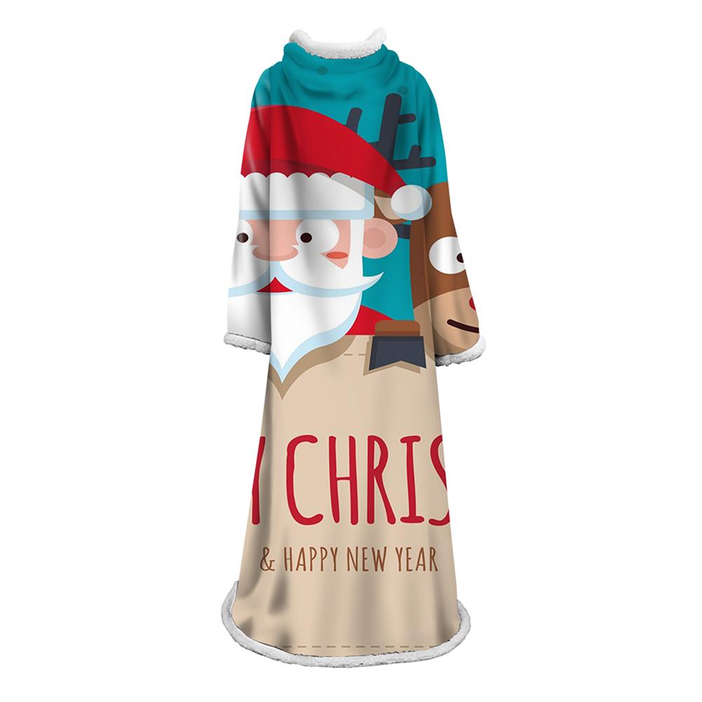 3D Digital Printed Blanket With Sleeves-Christmas Series Blanket Robe