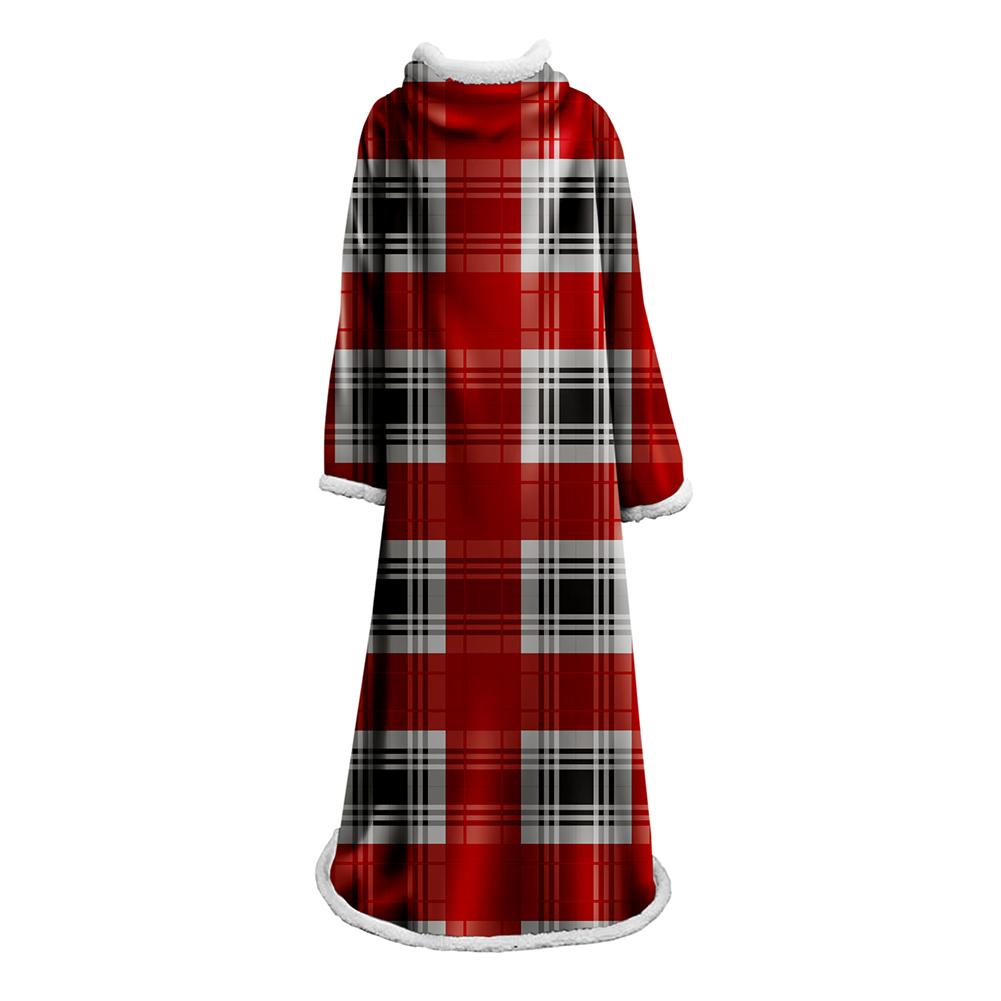 3D Digital Printed Plaid Blanket Robe -Blanket With Sleeves