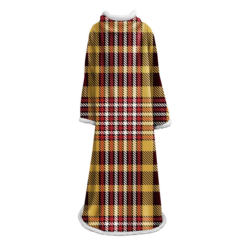 3D Digital Printed Plaid Blanket Robe -Blanket With Sleeves