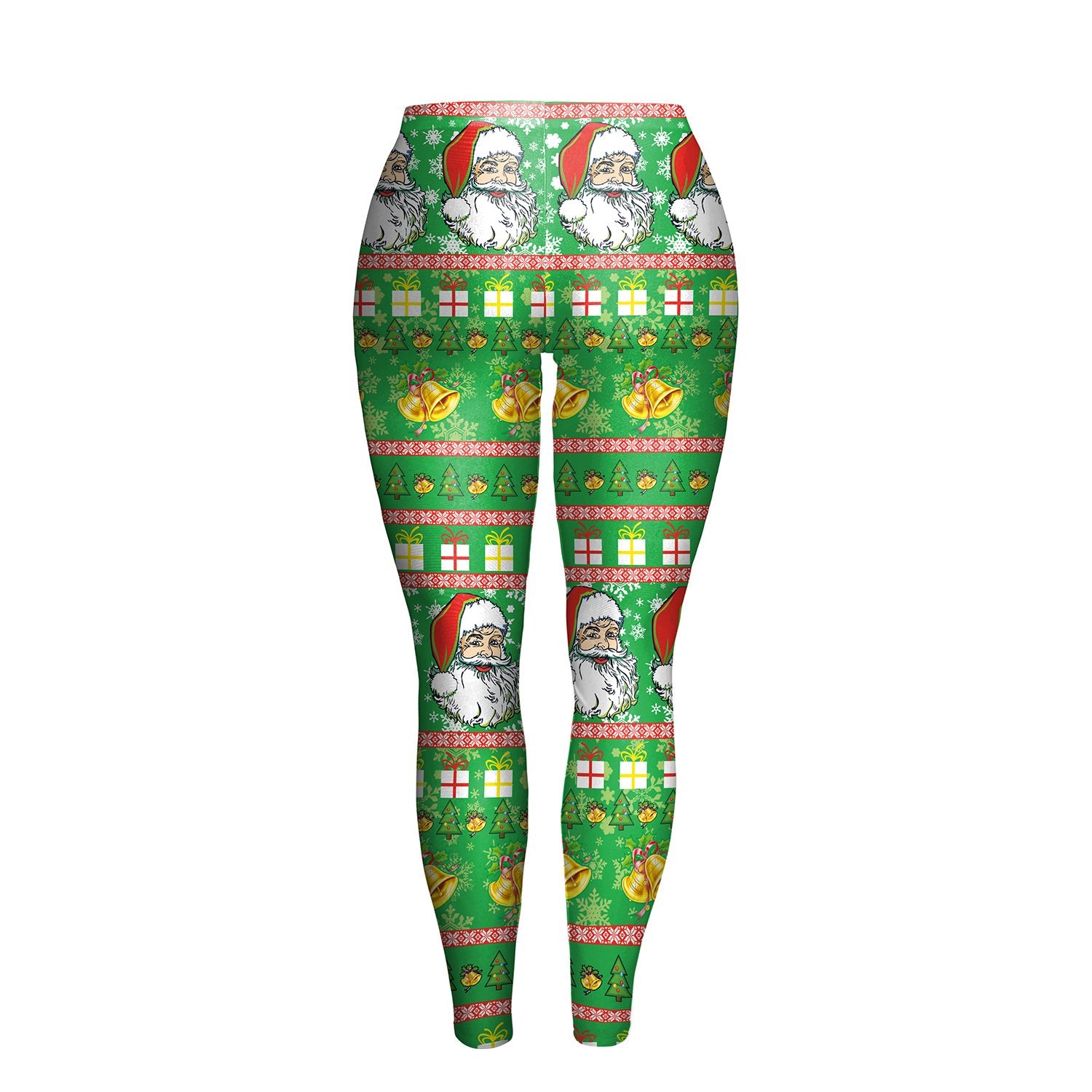 Christmas Leggings - Women 3D Printed Santa Slim Green Legging
