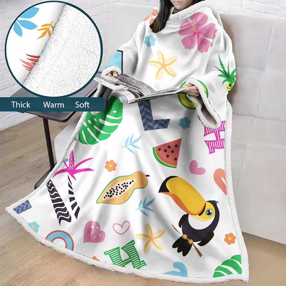 3D Digital Printed Cartoon Blanket With Sleeves-Cute Blanket Robe
