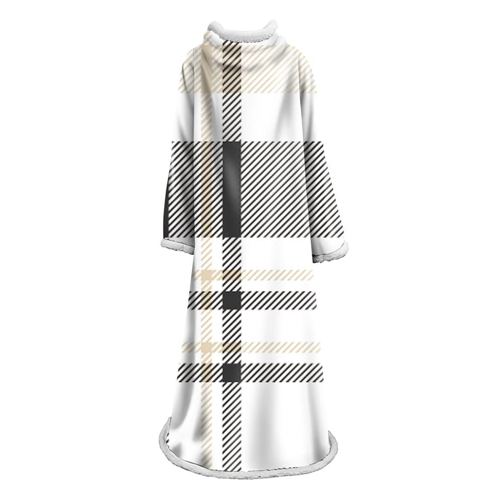 3D Digital Printed Plaid Blanket Robe -Blanket With Sleeves