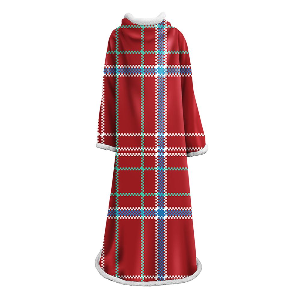 3D Digital Printed Plaid Blanket Robe -Blanket With Sleeves