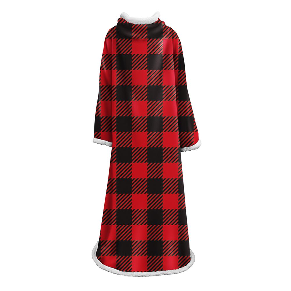 3D Digital Printed Plaid Blanket Robe -Blanket With Sleeves