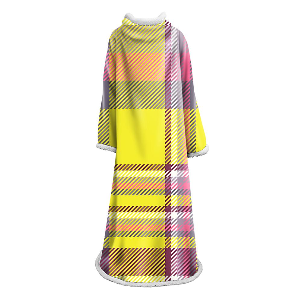 3D Digital Printed Plaid Blanket Robe -Blanket With Sleeves