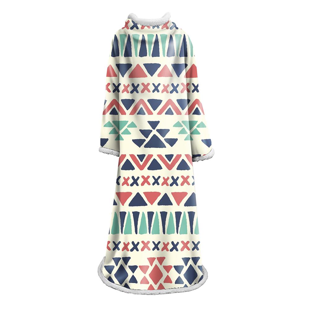 3D Digital Printed Blanket With Sleeves-Geometric Designs Blanket Robe