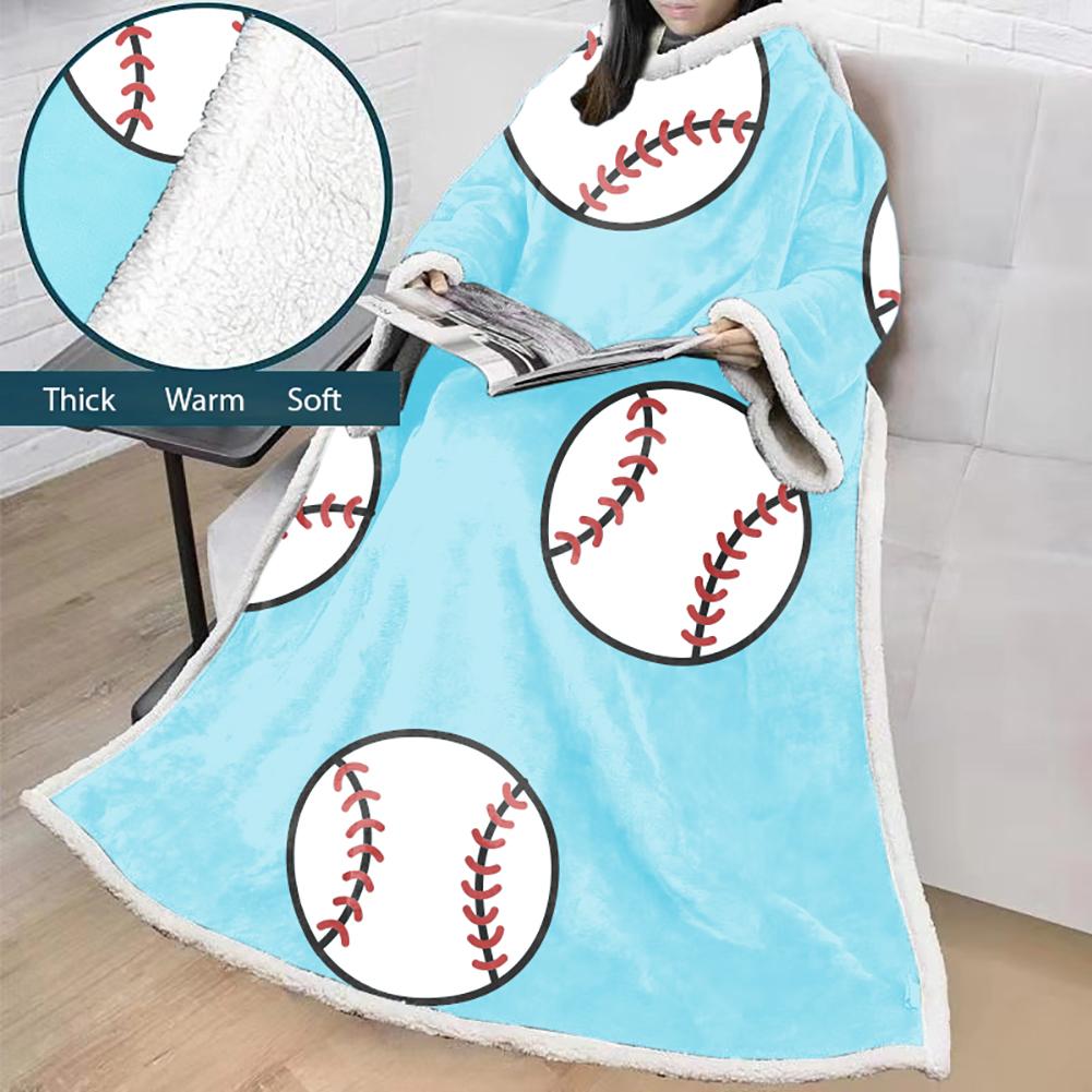3D Digital Printed Sports Blanket With Sleeves-Baseball Blanket Robe