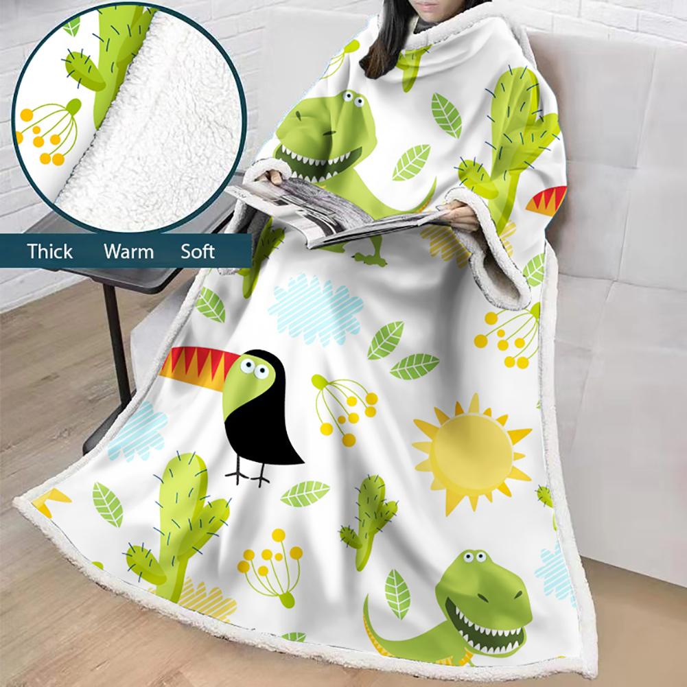 3D Digital Printed Cartoon Blanket With Sleeves-Cute Blanket Robe