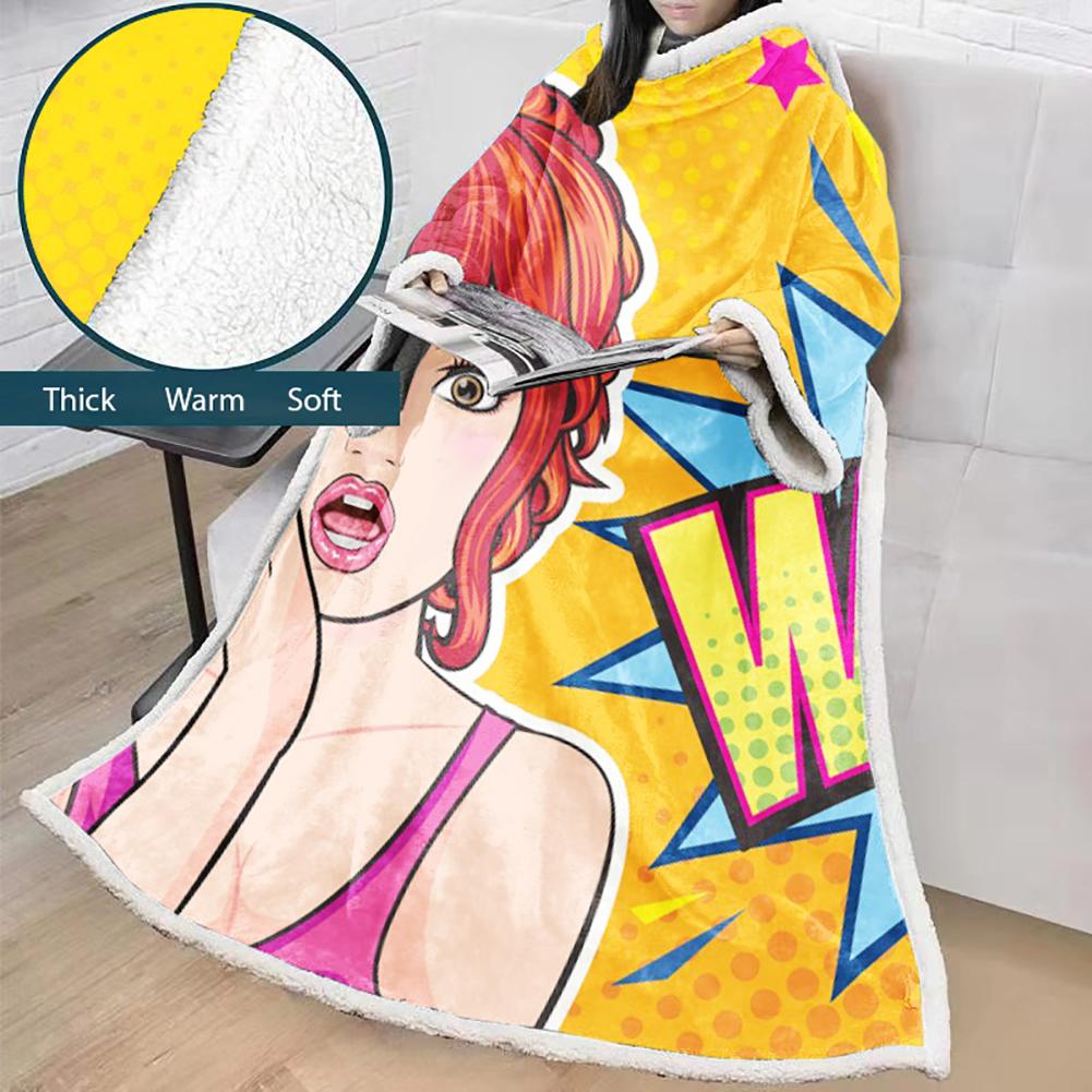 3D Digital Fashion Printed Blanket With Sleeves-Graffiti Blanket Robe