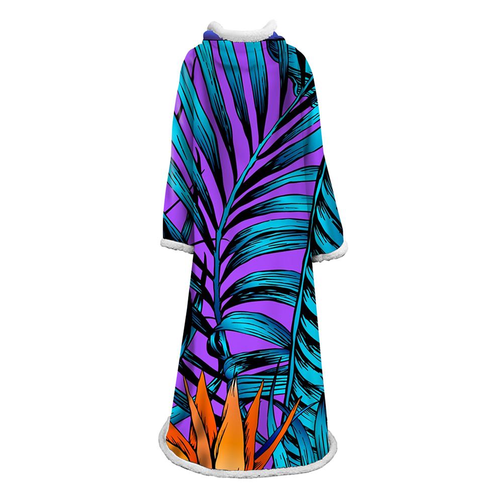 3D Digital Printed Plants Blanket With Sleeves-Leaves Blanket Robe