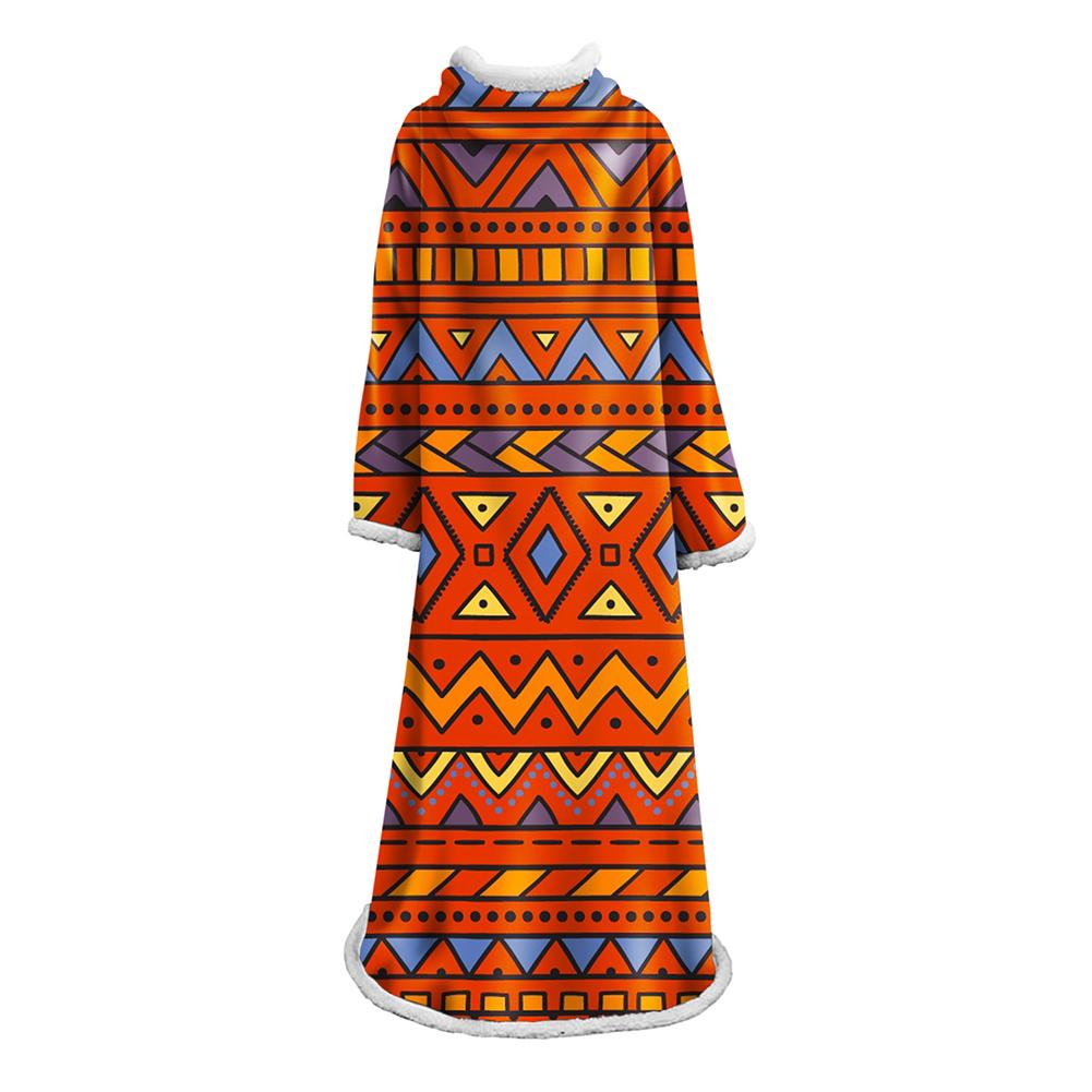 3D Digital Printed Blanket With Sleeves-Geometric Designs Blanket Robe
