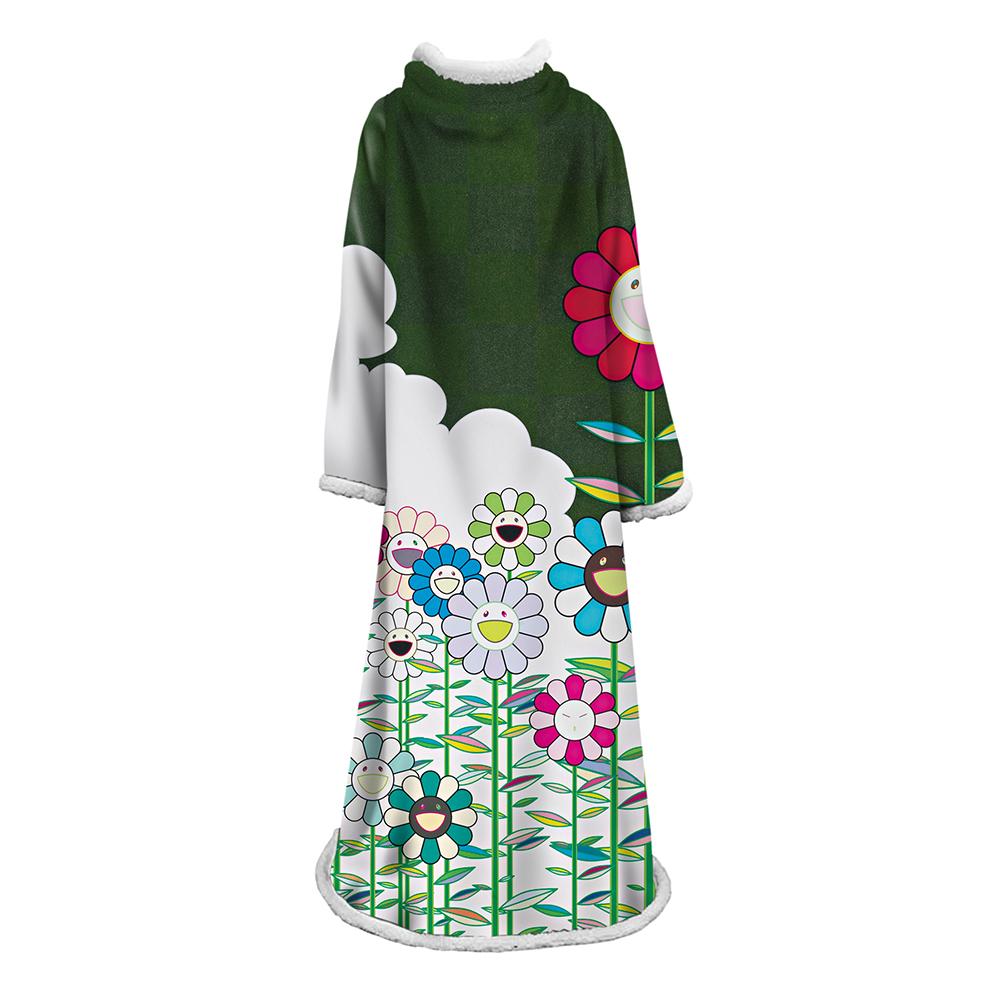3D Digital Flower Printed Blanket With Sleeves-Cute Cartoon Blanket Robe