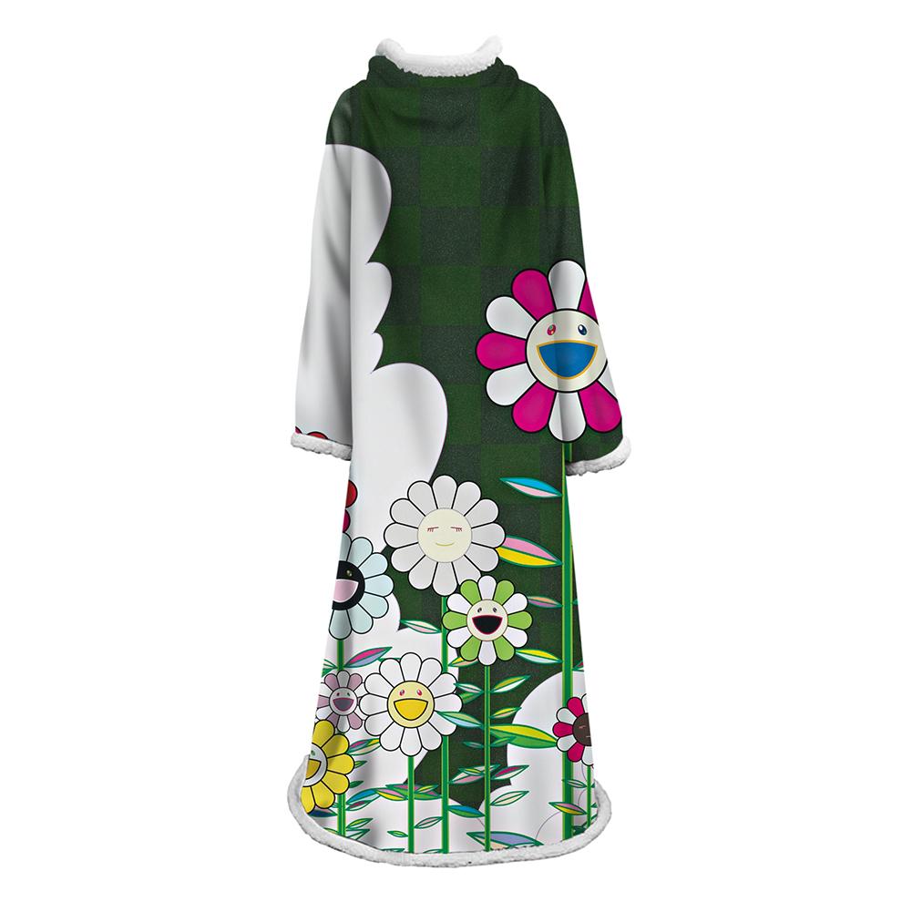 3D Digital Flower Printed Blanket With Sleeves-Cute Cartoon Blanket Robe
