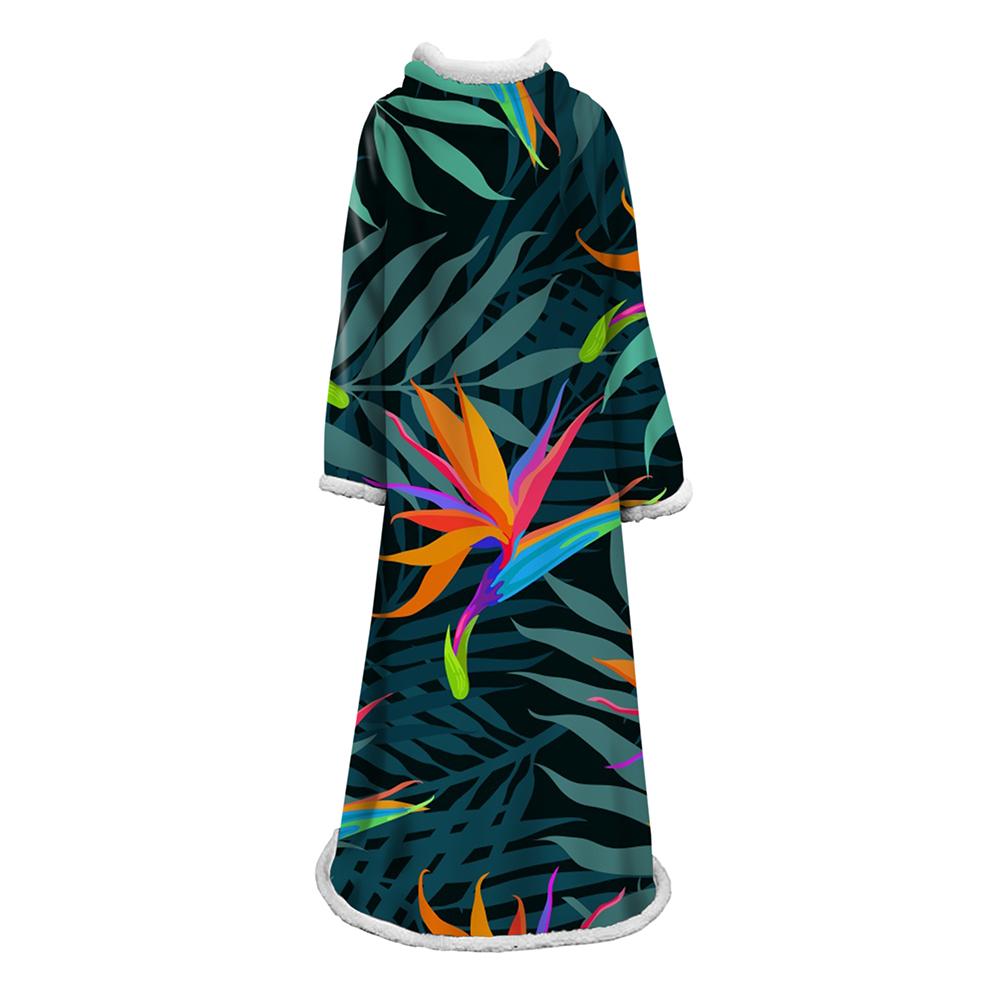 3D Digital Printed Plants Blanket With Sleeves-Leaves Blanket Robe