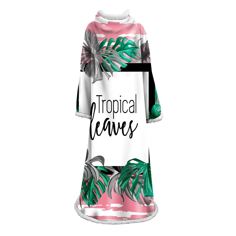 3D Digital Printed Plants Blanket With Sleeves-Leaves Blanket Robe