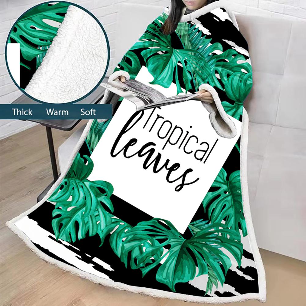 3D Digital Printed Plants Blanket With Sleeves-Leaves Blanket Robe