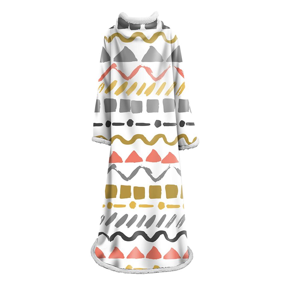 3D Digital Printed Blanket With Sleeves-Geometric Designs Blanket Robe