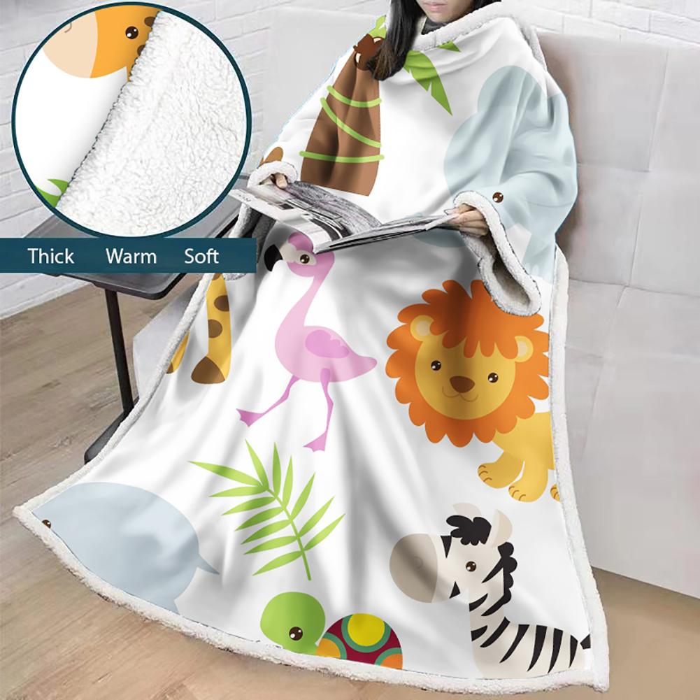 3D Digital Cartoon Printed Blanket With Sleeves-Cute Blanket Robe