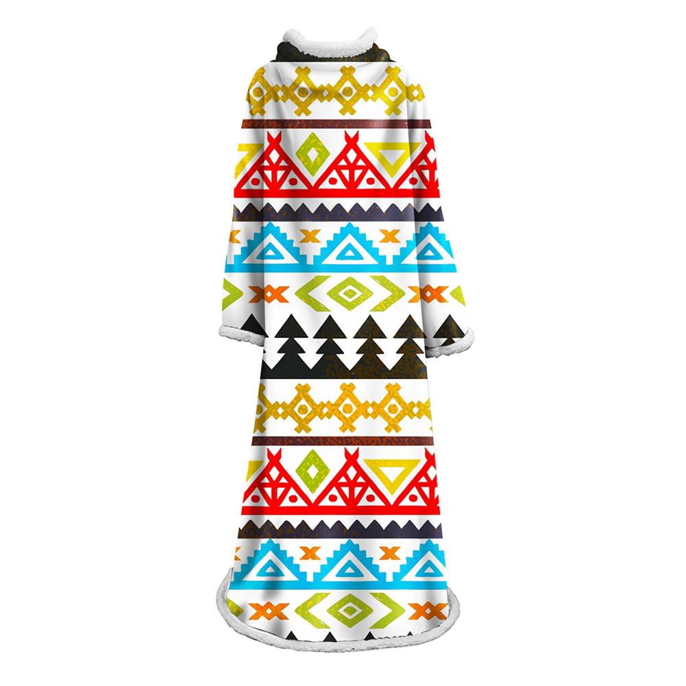 3D Digital Printed Blanket With Sleeves-Geometric Designs Blanket Robe