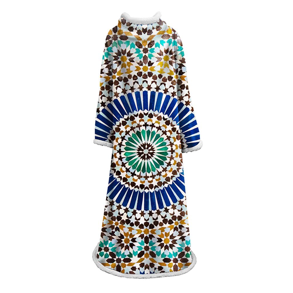 3D Digital Printed Blanket With Sleeves-Geometric Designs Blanket Robe