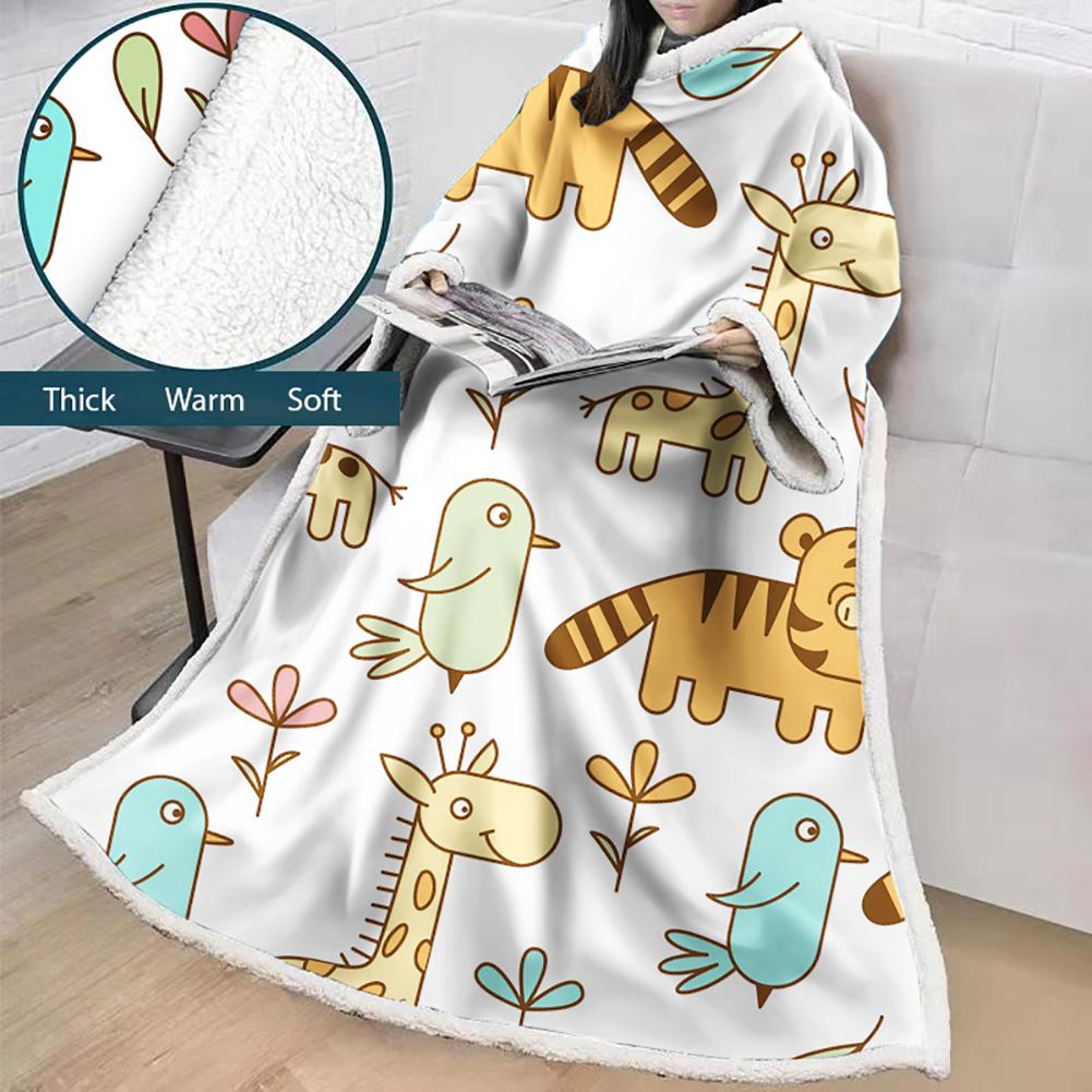 3D Digital Cartoon Printed Blanket With Sleeves-Cute Blanket Robe