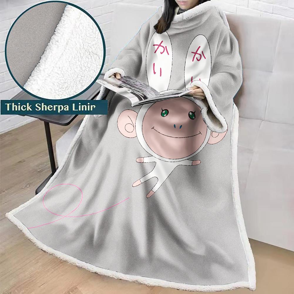 3D Digital Flower Printed Blanket With Sleeves-Cute Cartoon Blanket Robe