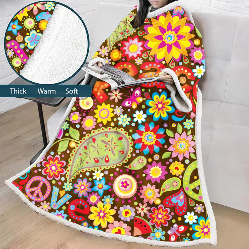 3D Digital Printed Blanket With Sleeves-Hip-Pop Blanket Robe