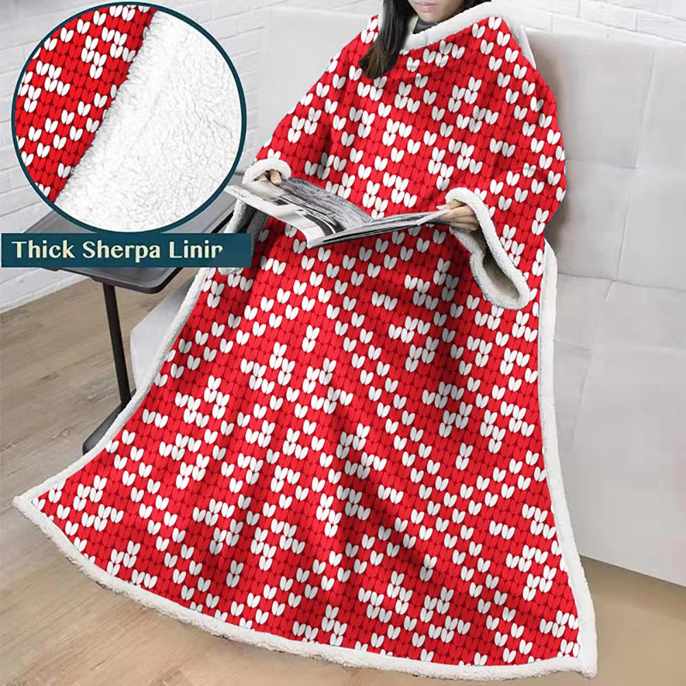 3D Digital Printed Blanket With Sleeves-Geometric Designs Blanket Robe