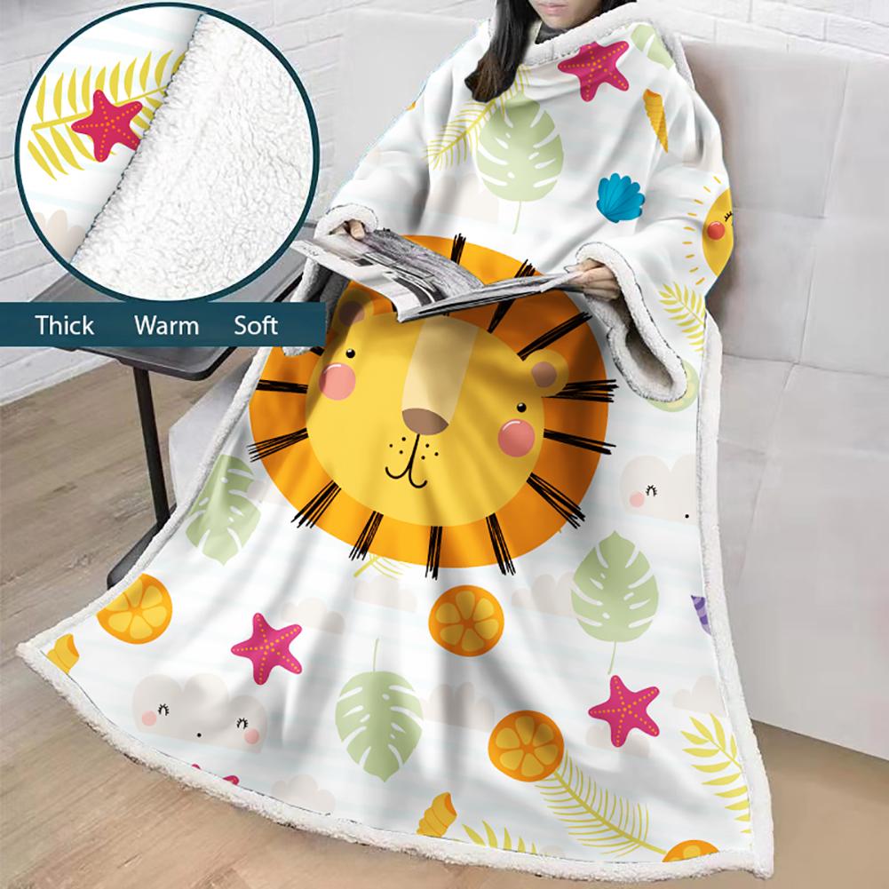 3D Digital Printed Cartoon Blanket With Sleeves-Cute Blanket Robe