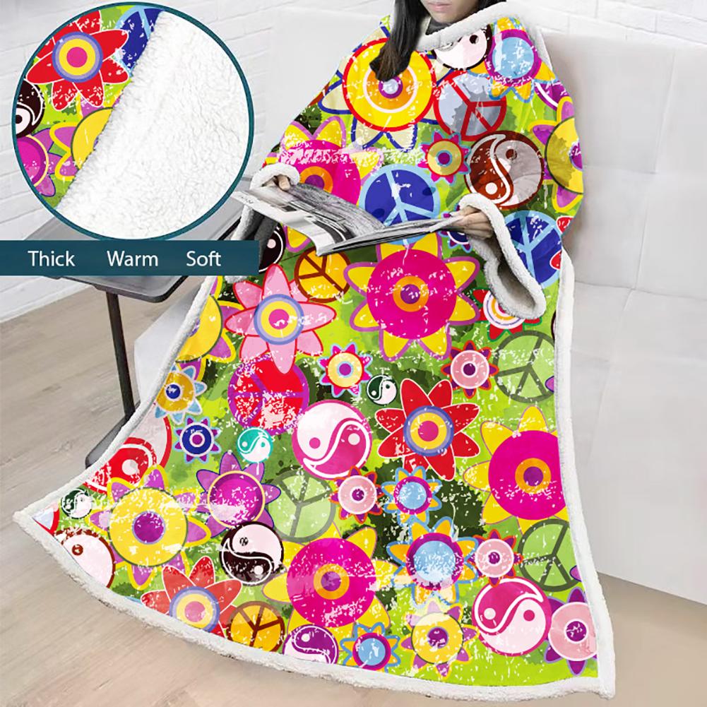 3D Digital Printed Blanket With Sleeves-Hip-Pop Blanket Robe