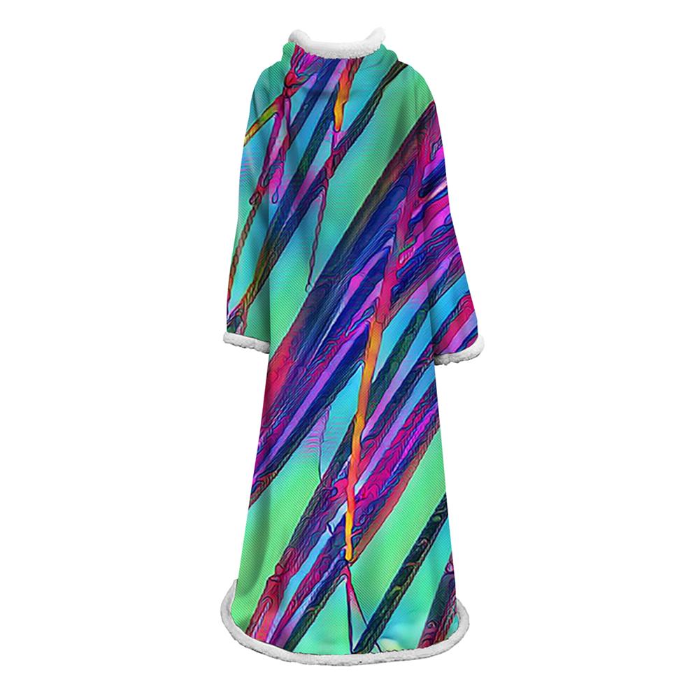 3D Digital Printed Plants Blanket With Sleeves-Leaves Blanket Robe