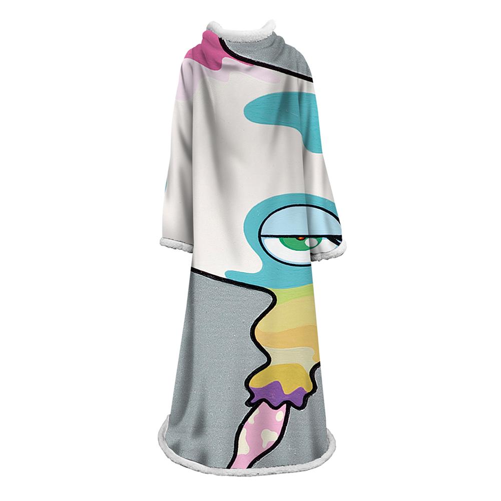 3D Digital Flower Printed Blanket With Sleeves-Cute Cartoon Blanket Robe
